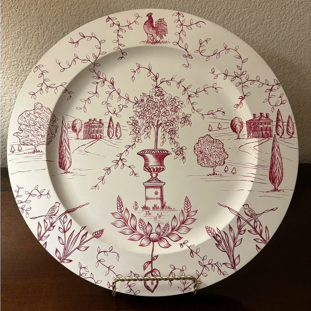 Wedgwood Toile Elegant Red and White Decorative Plate “Joie de vivre” Collection